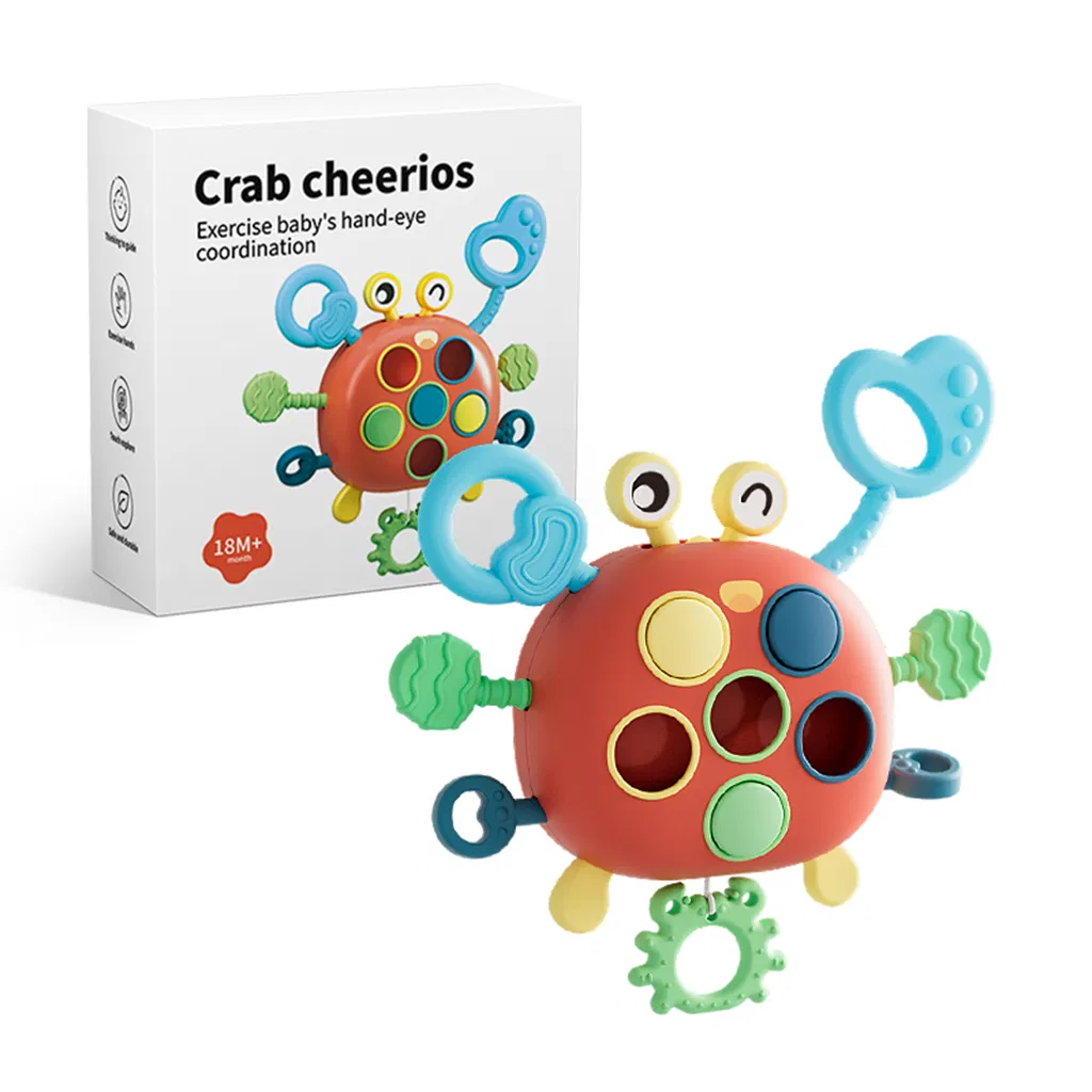 Juguete de sonajero interactivo educativo y sensorial ecológico para bebés con cuerda
