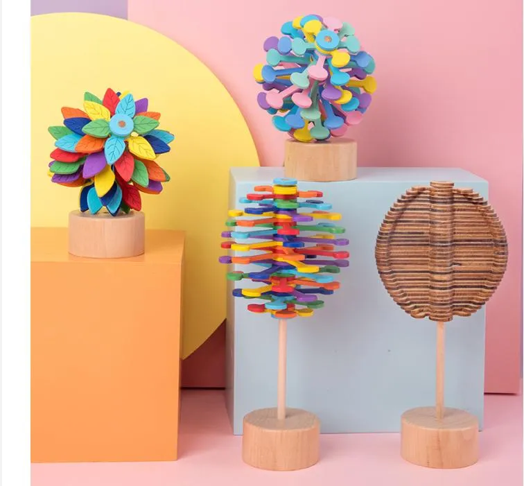 Juguete de piruleta giratoria de madera 1
