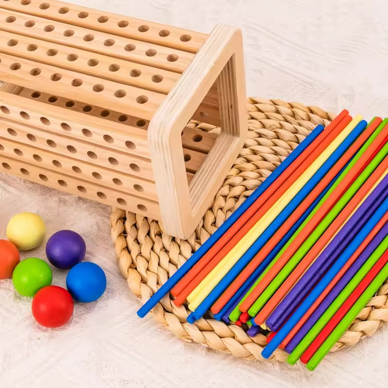Juguete Montessori sensorial de habilidades motoras finas para niños unisex, educativo, juego de palitos de conteo cognitivo, juguete de madera