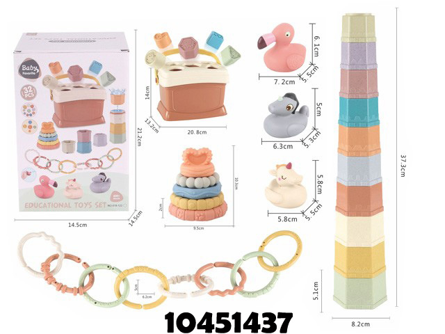 32packs Baby Toys Set Montessori Toys para bebés 6-12 meses Juguetes sensoriales de grado alimentario círculos de apilamiento de bebés bloques de éter vasos apilables Juguetes de aprendizaje para el bebé