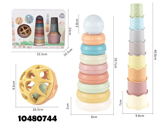 32packs Baby Toys Set Montessori Toys para bebés 6-12 meses Juguetes sensoriales de grado alimentario círculos de apilamiento de bebés bloques de éter vasos apilables Juguetes de aprendizaje para el bebé