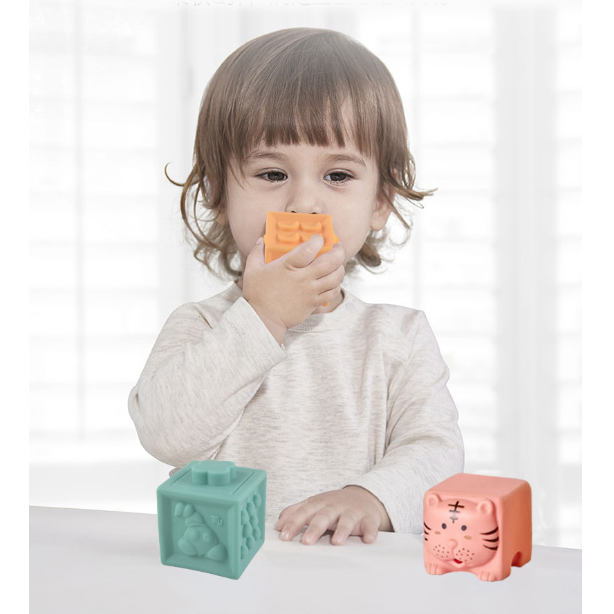 Bloques suaves educativos para bebés, apilables, de matemáticas, formas de animales, texturas digitales, para el baño, con bolsa de almacenamiento, ideales para la dentición y el juego de los más pequeños