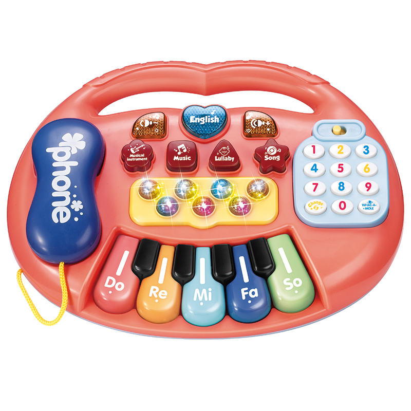 Juguete musical educativo para bebés, órgano electrónico de dibujos animados, aprendizaje de idiomas en español e inglés, juguetes para niños