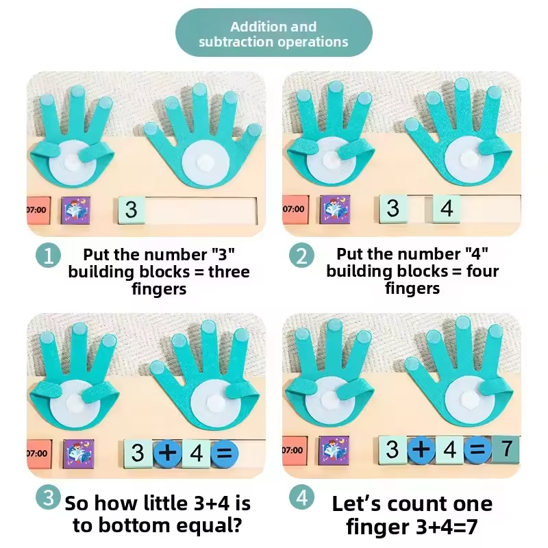 Juguetes Montessori seguros, reloj de madera educativo, conteo con los dedos, juguetes educativos, ayudas para la enseñanza de matemáticas, juguete de aprendizaje matemático