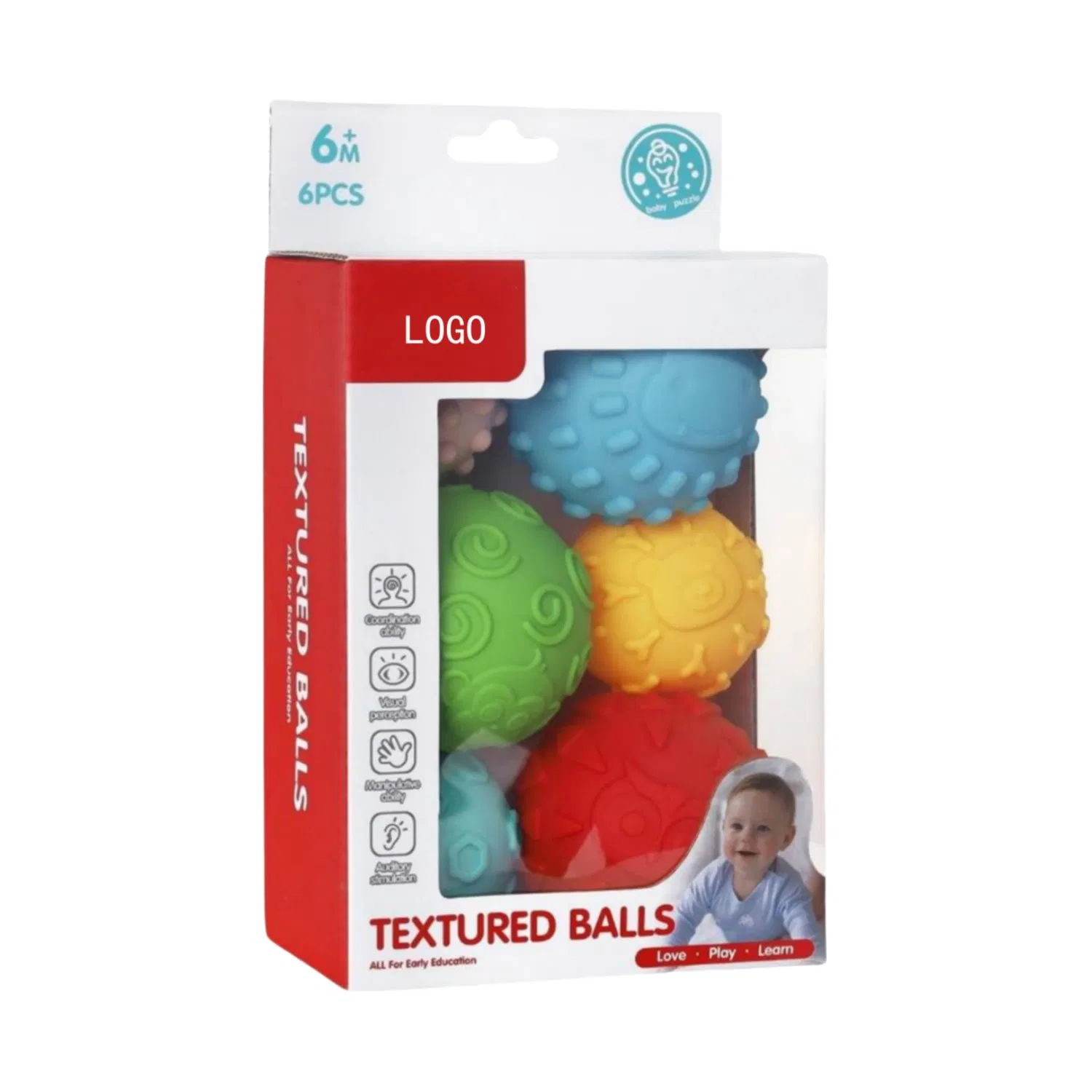 Venta al por mayor de Niños 6 PCS Pelotas Sensory Interactivas Suaves para Actividades Educativas Tempranas Juguete para Bebés