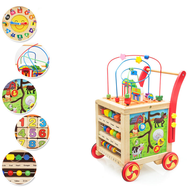 Juguetes para bebés de madera, juguete de laberinto de cuentas Montessori, juguete de reconocimiento de formas, reloj de dibujos animados, aprendizaje para niños, educación preescolar, juguetes de matemáticas
