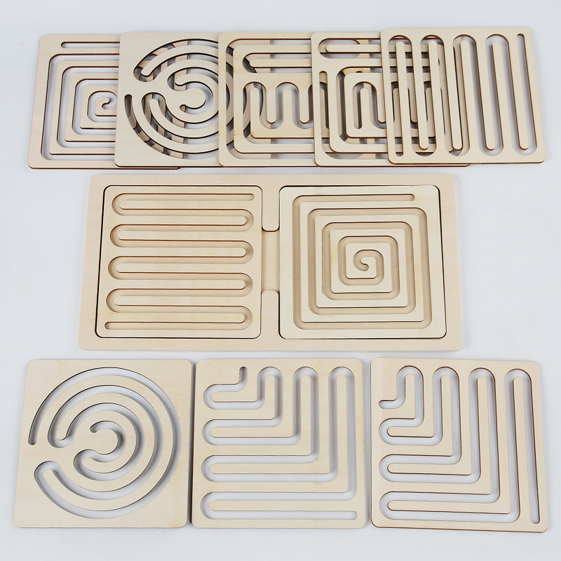 Juguetes educativos para niños, juego de mesa de rompecabezas de laberinto de madera para niños
