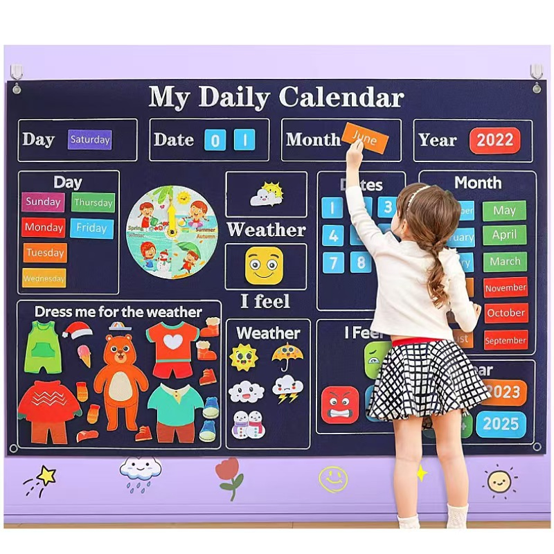 Conjunto de tablero de fieltro interactivo de aprendizaje temprano amigable para preescolares, juguetes educativos de animales de granja en el establo