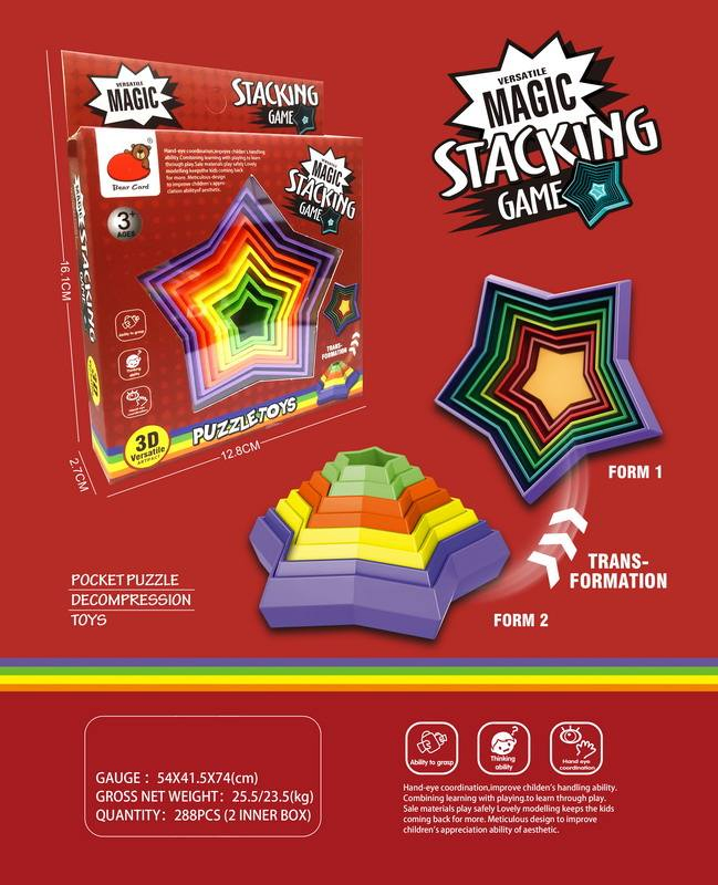 Juguetes educativos apilables para niños, juego de rompecabezas mágico colorido 3D Juego de apilamiento mágico para el aprendizaje temprano y el desarrollo cerebral