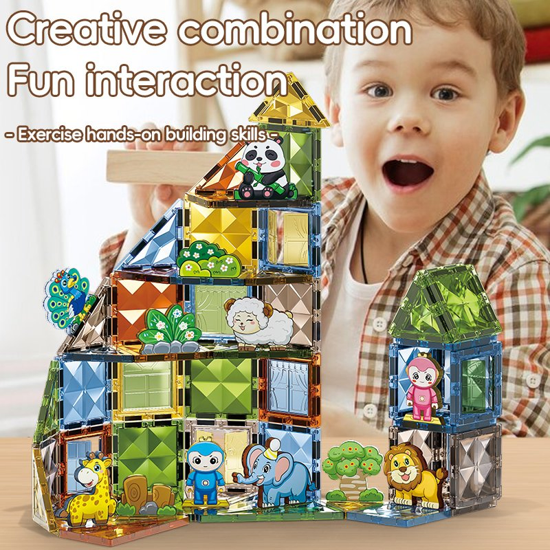 AiJH Niños Educativo DIY LED Luz Pista de Bolas Rodantes Juguete de Bloques Creativo Pista de Bolas Magnéticas Bloques de Construcción Juguetes para Niños