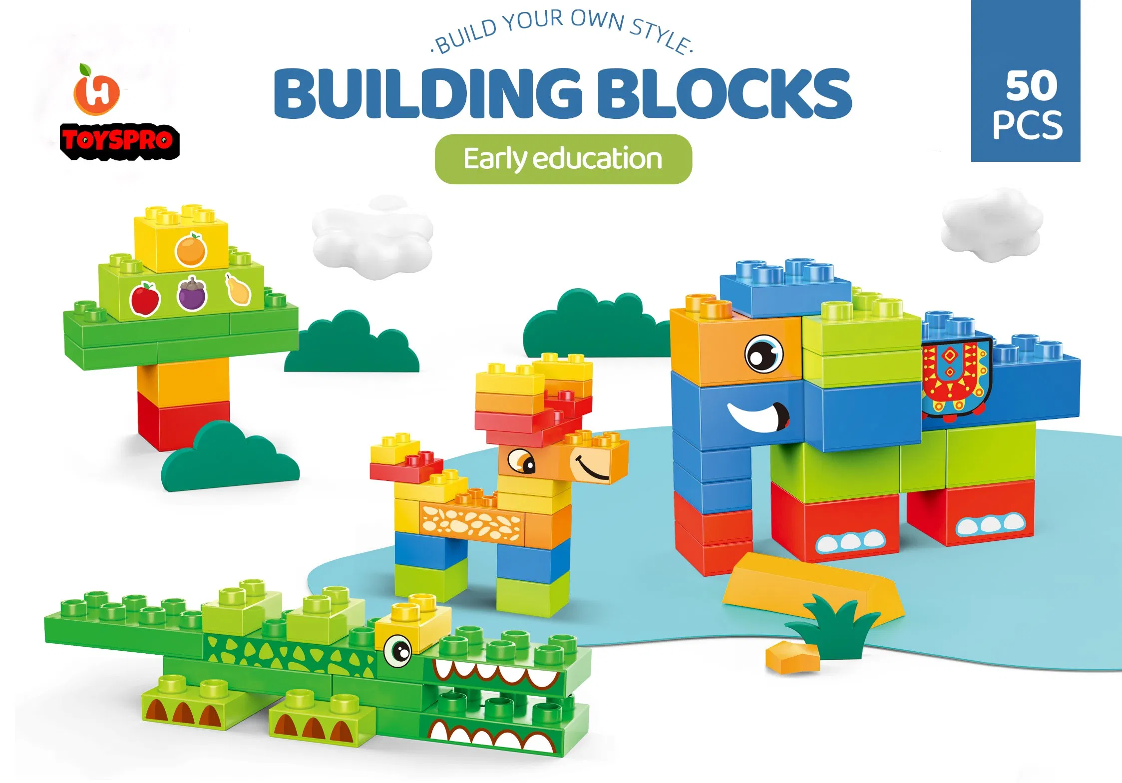 50 Piezas de Bloques de Construcción 100% Compatibles con Todas las Principales Marcas de Ladrillos, Juguetes Creativos de Construcción para Niños y Niñas