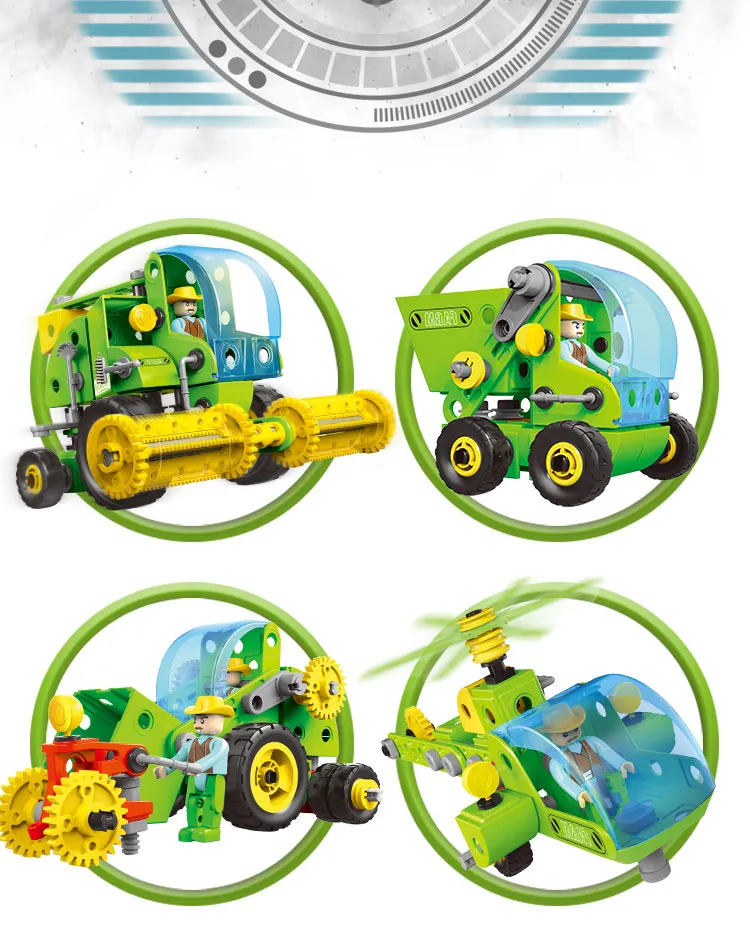 153PCS 8-in-1 Tema de Granja Creativa Juguete de Modelo de Camión DIY