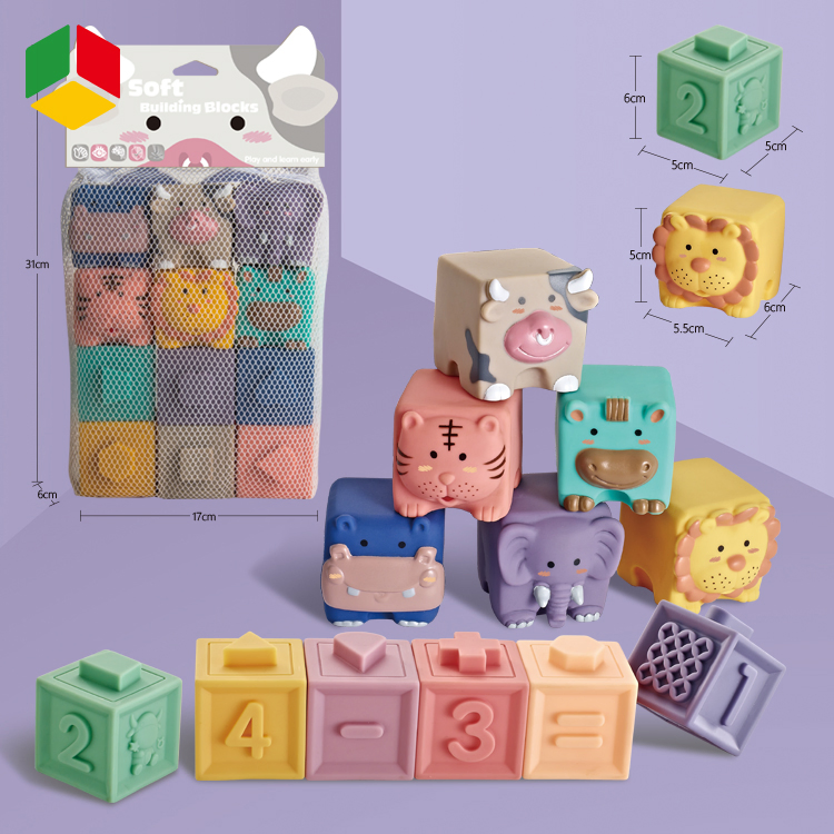 Bloques suaves educativos para bebés, apilables, de matemáticas, formas de animales, texturas digitales, para el baño, con bolsa de almacenamiento, ideales para la dentición y el juego de los más pequeños