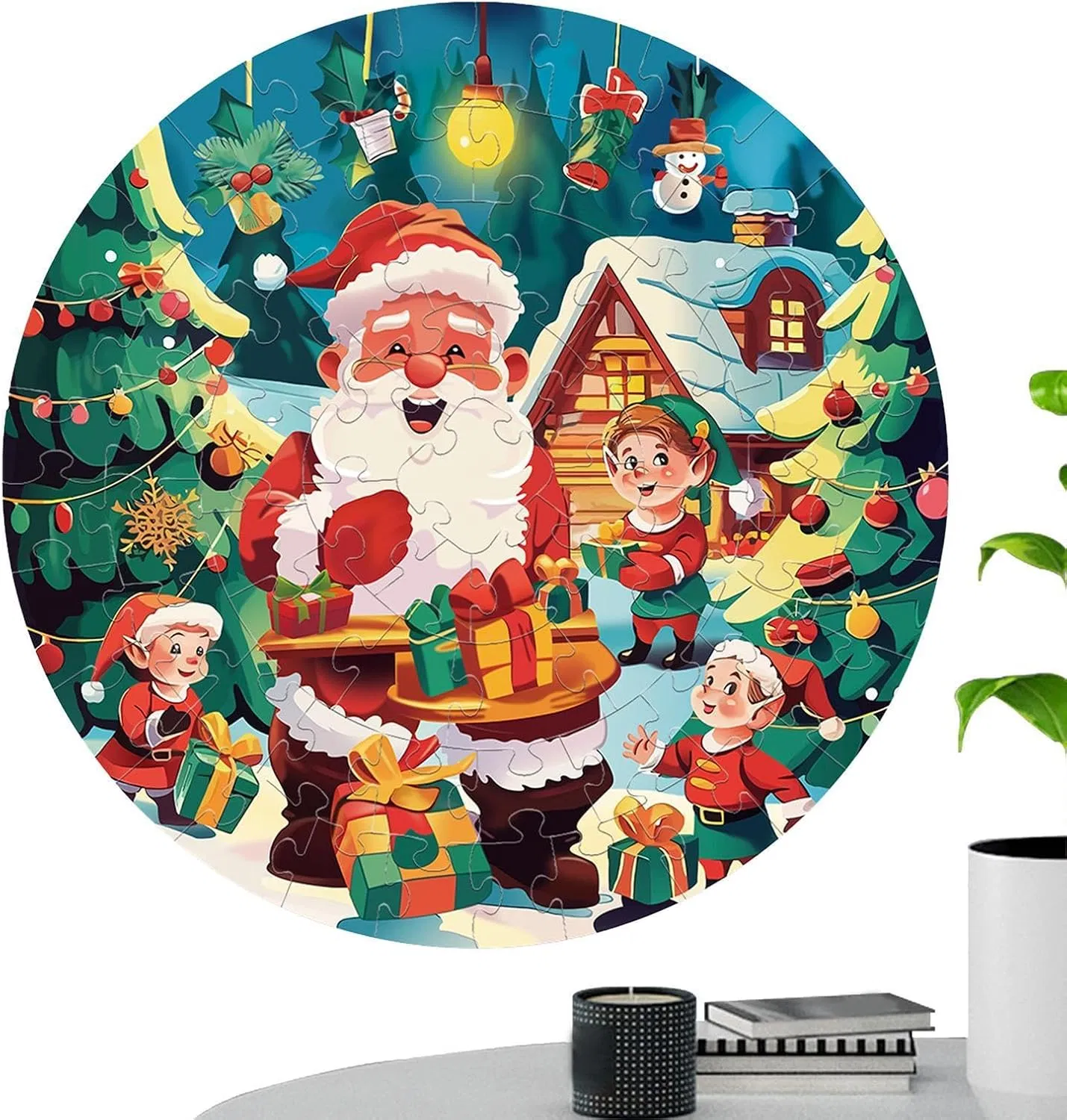 Rompecabezas de piso al por mayor 70PCS de Santa Claus y muñeco de nieve, juego de rompecabezas navideño para niños, regalo divertido y educativo, juguete de aprendizaje para preescolar