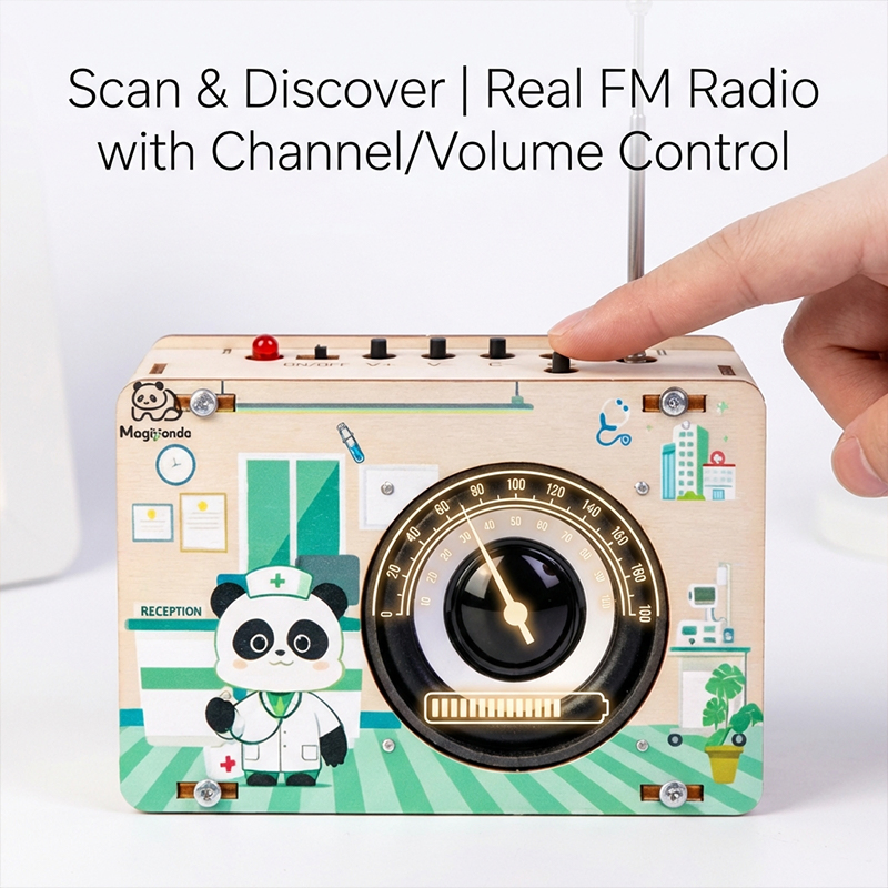 Kit de receptor de radio STEM de bricolaje, juguete educativo de madera para niños y niñas