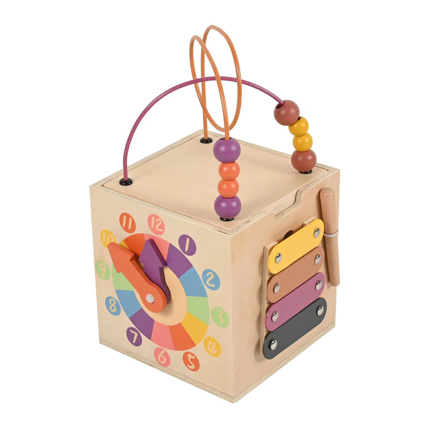 Cubos de actividad multifuncionales de madera Montessori educativos al por mayor para bebés, niños y niñas, juguetes de rompecabezas de bricolaje