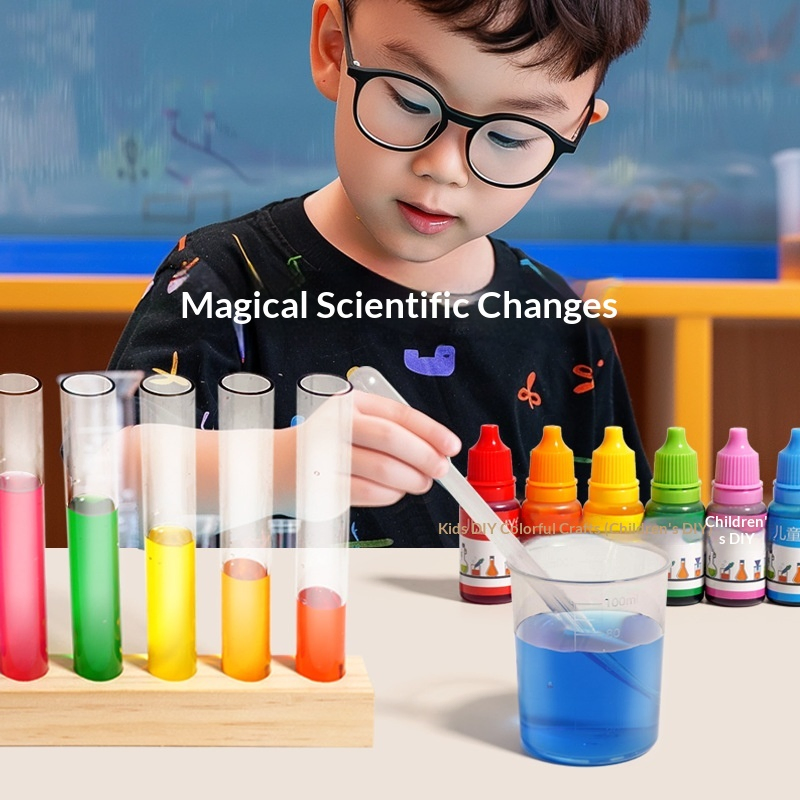 Juguete de color para la enseñanza de la ciencia en la educación temprana, experimento químico de mezcla de colores, tubo de ensayo de madera hecho a mano para niños AiJH