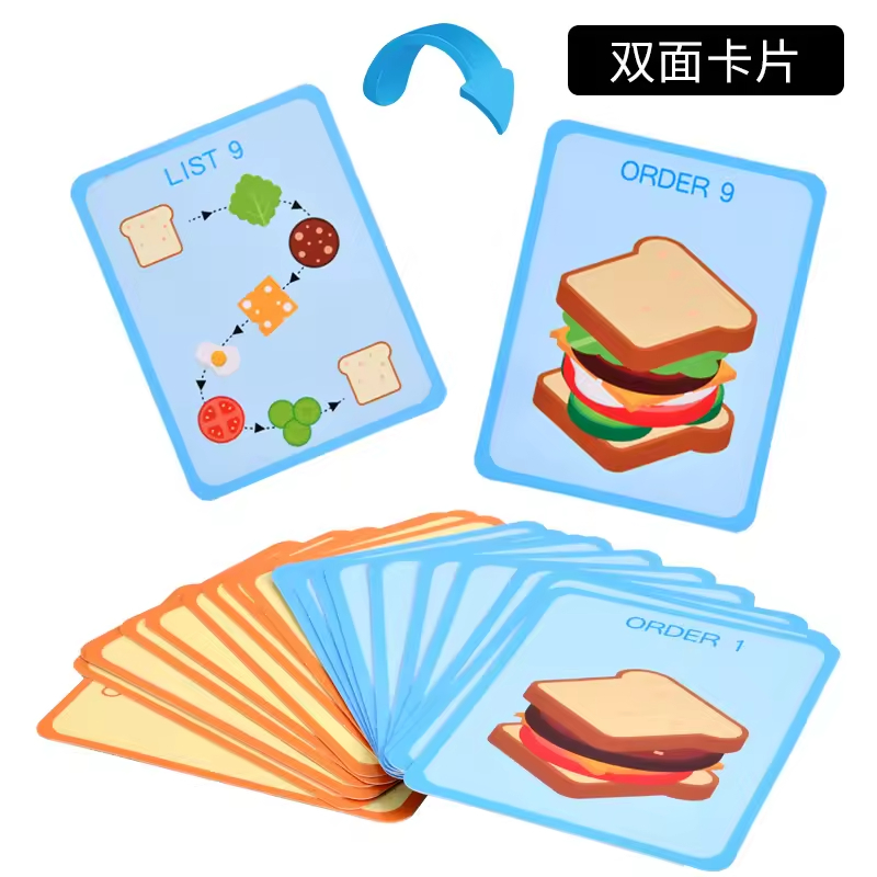 Juguetes de apilamiento de hamburguesas de madera Montessori para niños pequeños y niños, juguetes educativos para preescolar, juguete para habilidades motoras finas