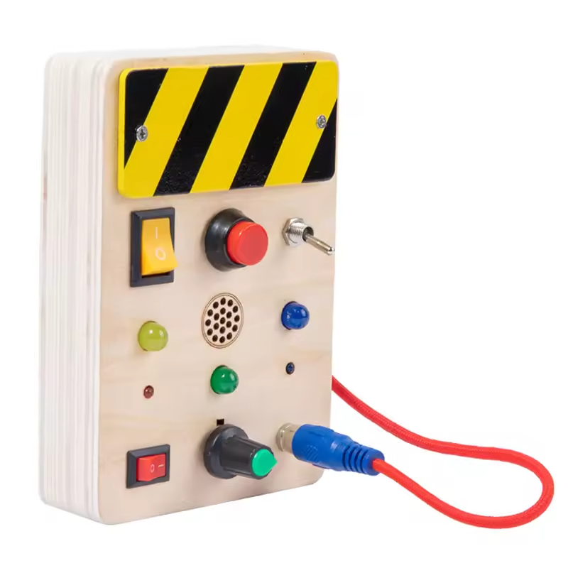 Juguete educativo de madera Plywood Kid, juguete electrónico educativo, tablero de circuito cuadrado, juguetes de aprendizaje STEM