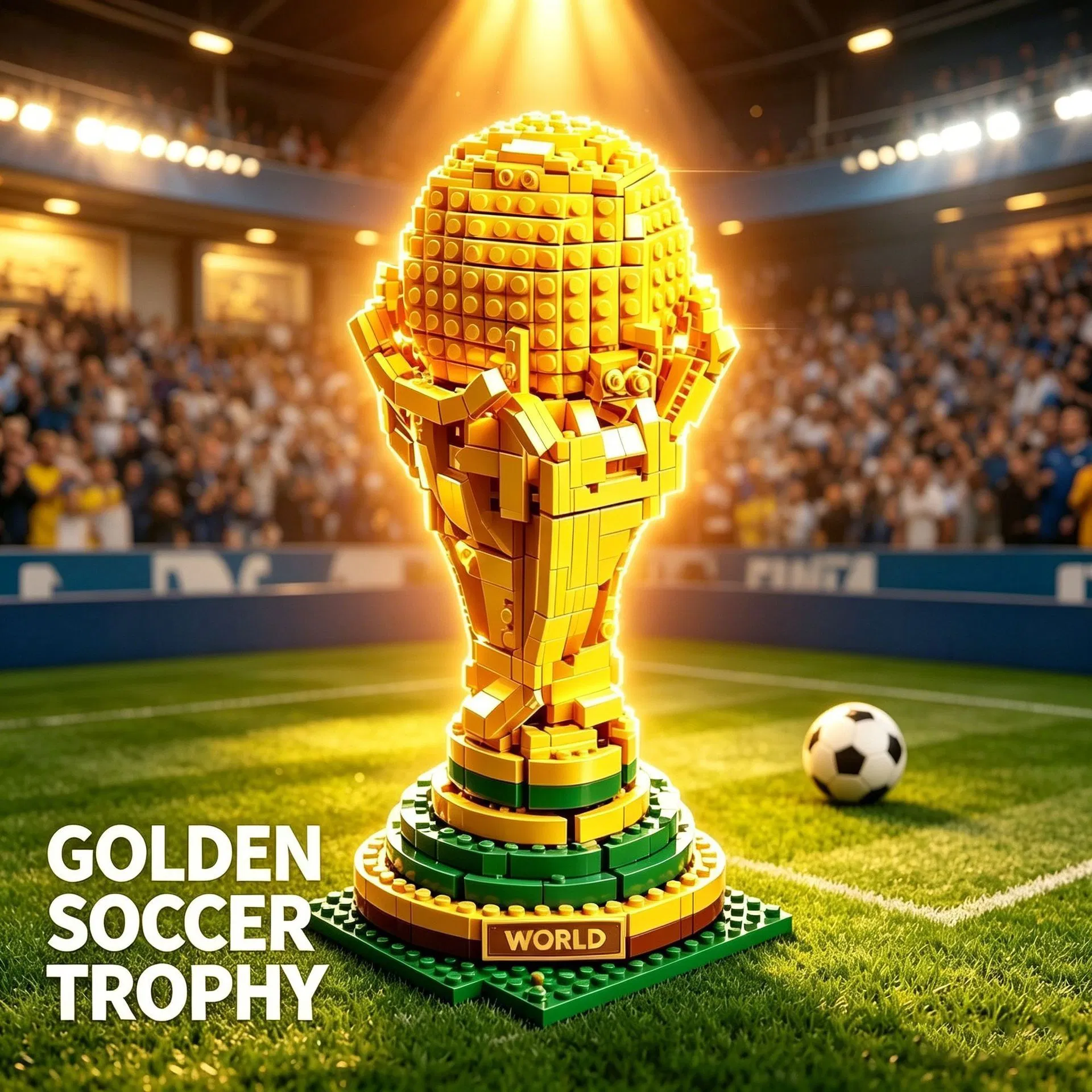 Juguete de modelo de bloque de construcción de trofeo de fútbol de la serie creativa, regalo favorito de los niños