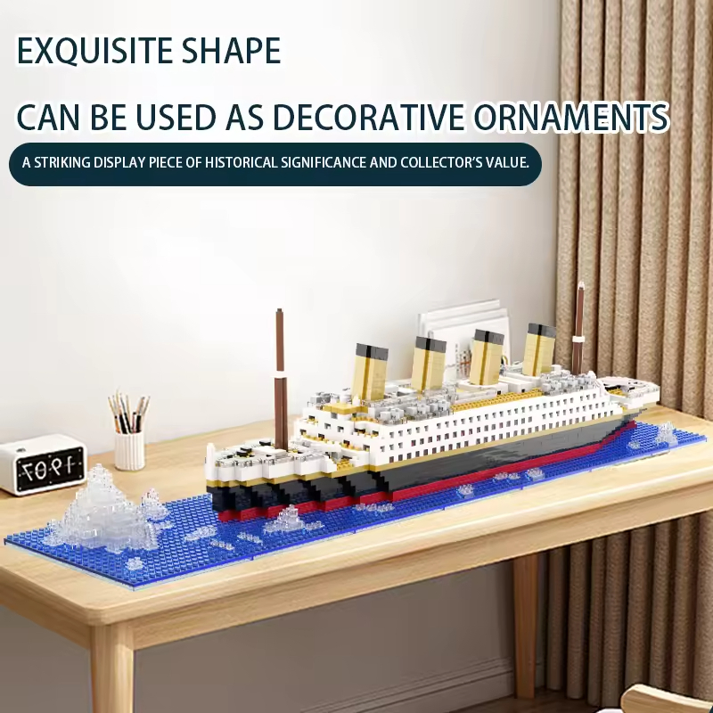 Juguete de barco Titanic de ensamblaje creativo clásico, bloques de construcción del modelo Titanic