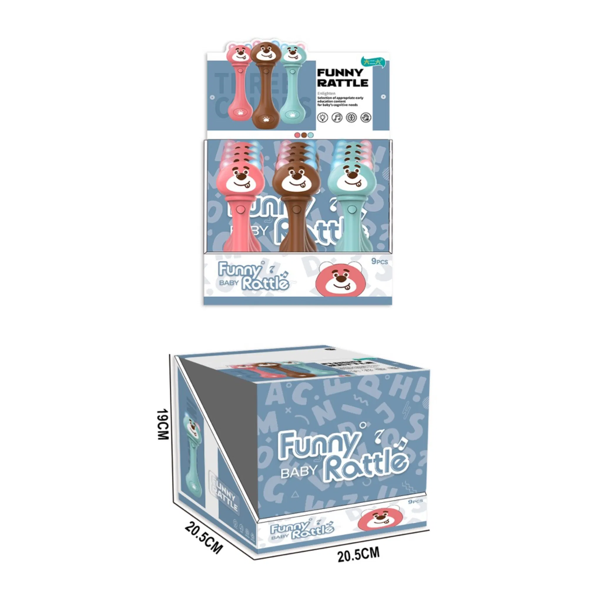 Regalo de desarrollo temprano para niños Xinbo, juguete de oso de dibujos animados, sonajero educativo musical para bebés, mordedor divertido y juguete de sacudida