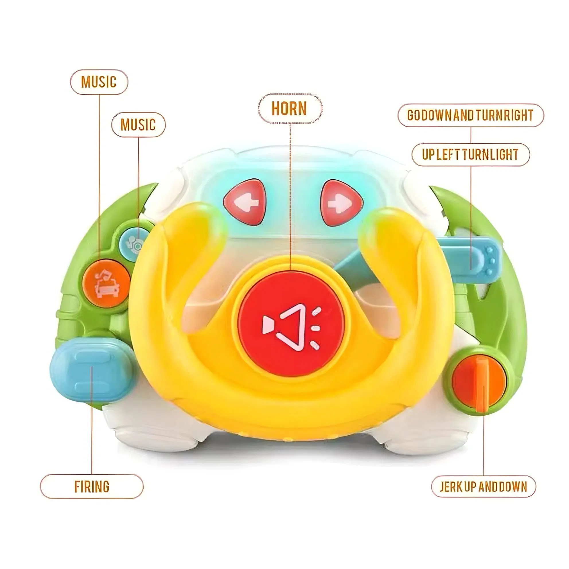 Juguete de música para bebés con volante, simulación de aprendizaje sensorial Montessori Xinbo, multifuncional con sonido y luces, para niños pequeños
