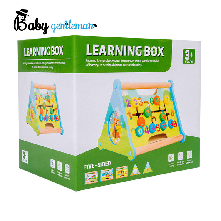 Juguete sensorial de aprendizaje multifuncional triángulo de actividad de madera para niños Z12607D