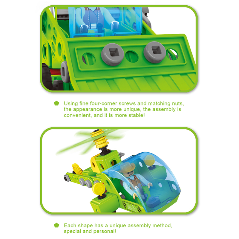 153PCS 8-in-1 Tema de Granja Creativa Juguete de Modelo de Camión DIY Juguete Educativo de Vapor Vehículo de Autoensamblaje Bloques para Niños