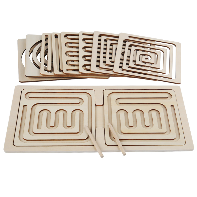 Juguetes educativos para niños, juego de mesa de rompecabezas de laberinto de madera para niños
