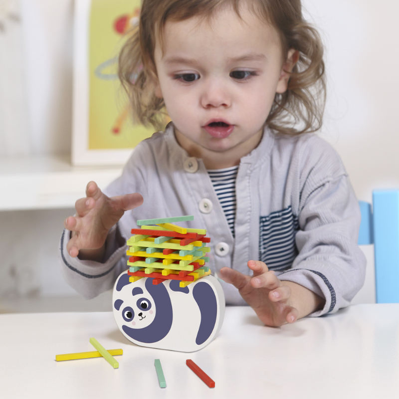 Juguetes de coordinación mano-ojo y cognición sensorial Montessori, bloques de apilamiento de madera para el aprendizaje temprano, juego de equilibrio