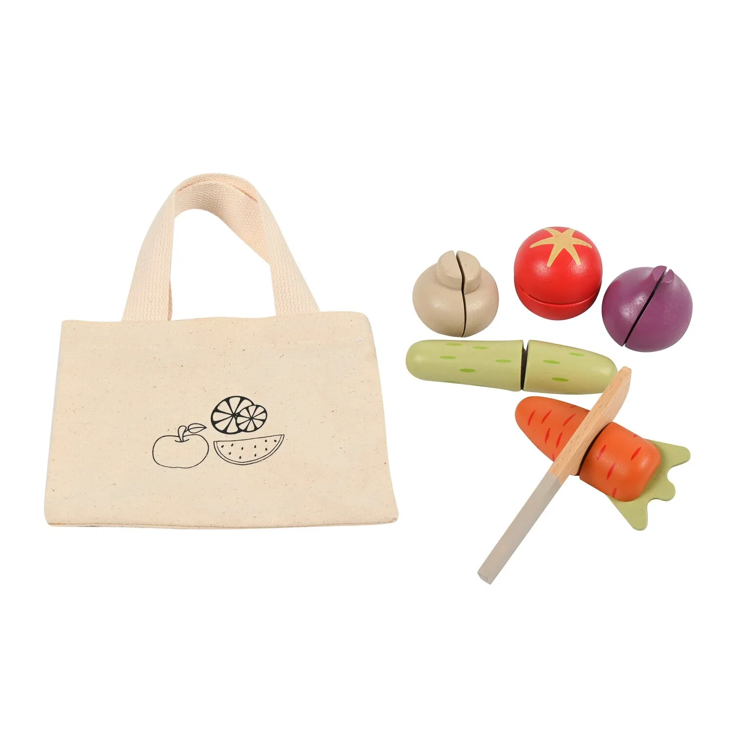 Juguetes de rompecabezas de madera educativos e intelectuales Montessori al por mayor para bebés, niños y niños DIY 3D Juguete de corte de frutas y verduras