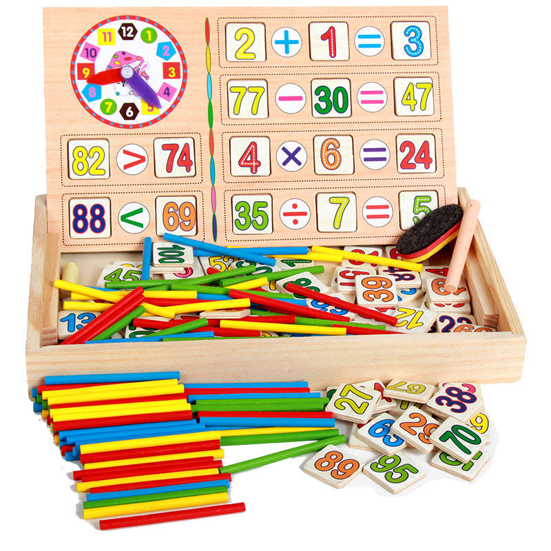 Caja de Matemáticas de Madera Montessori Juguetes Educativos Multifuncionales para Niños Desarrollo Temprano