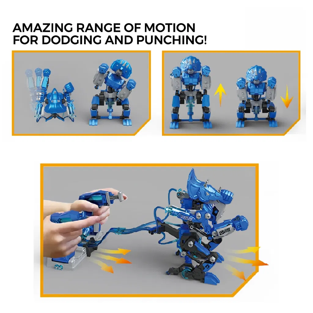 Juguetes educativos de diseño nuevo Xinbo para preescolar, juguetes de ciencia DIY de plástico 2 colores, set de dinosaurios de boxeo hidráulico para niños