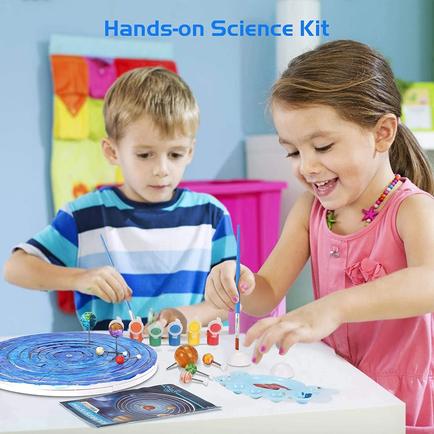 Sistema Solar Ocho Planetas y Tres Planetas Juguete de Ensamblaje DIY Set de Pintura Juguete Interactivo Juguetes Educativos STEM Juguete de Dibujo para Niños