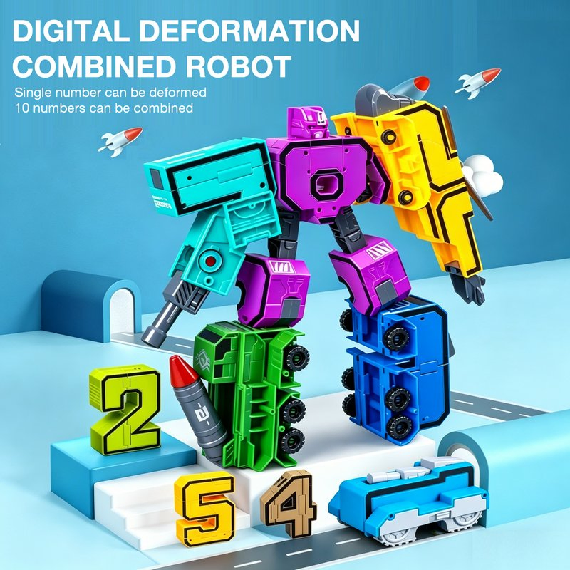 Juguete robot de transformación numérica educativa STEM Montessori para el aprendizaje matemático, conjunto de deformación digital para niños en edad preescolar