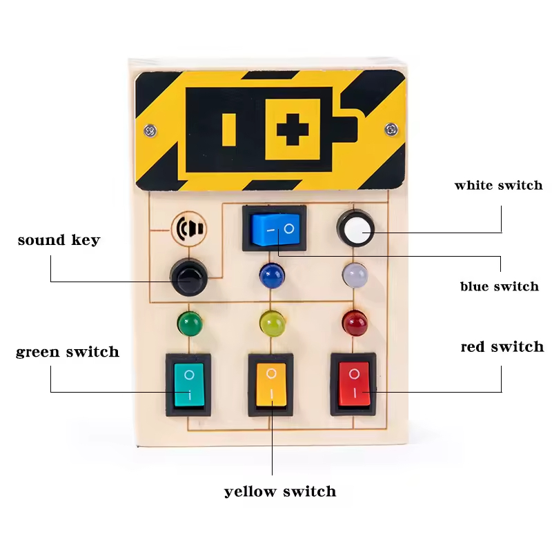 Juguete educativo de madera Plywood Kid, juguete electrónico educativo, tablero de circuito cuadrado, juguetes de aprendizaje STEM