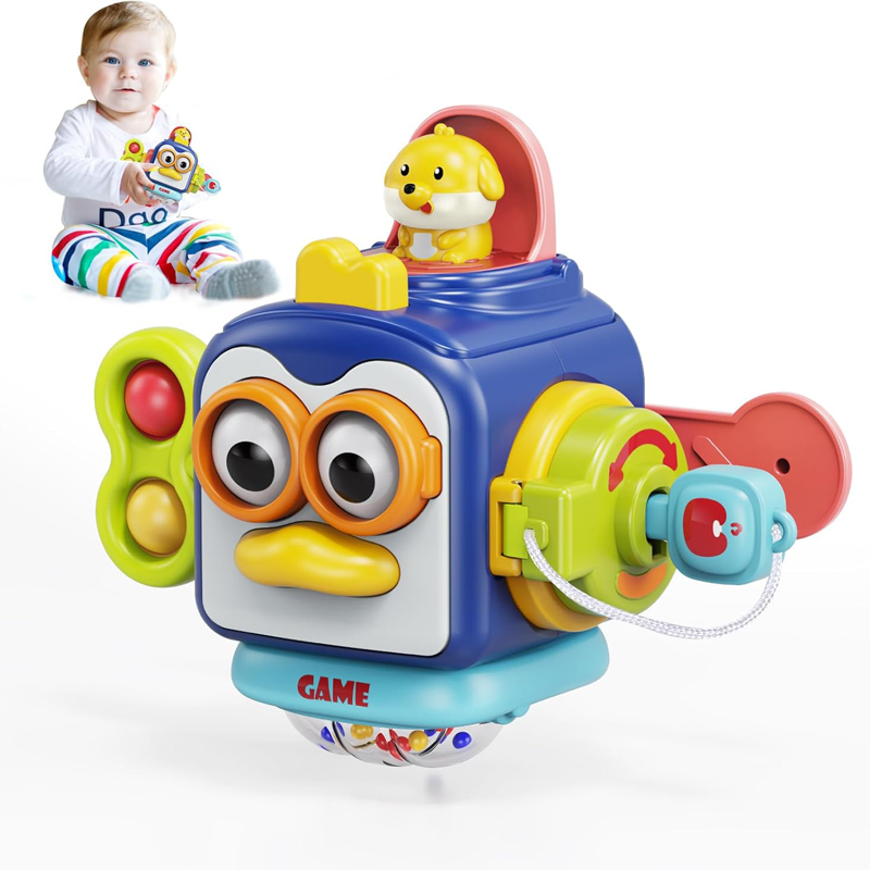 Cubos de Actividad Sensorial Educativa Temprana Juguete de Puzzle Caja Ocupada