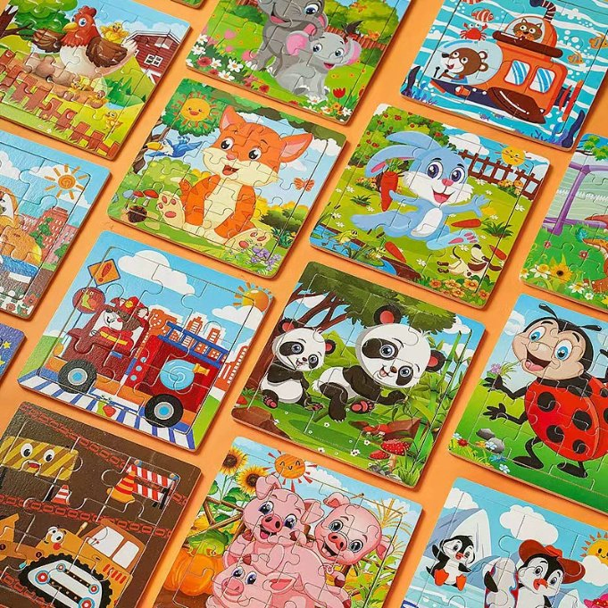 para Niños Pequeños - Educación Temprana y Desarrollo Cognitivo para Niños Pequeños - Juguete de Bloques de Construcción 12-Piece Rompecabezas de Cartón Plano