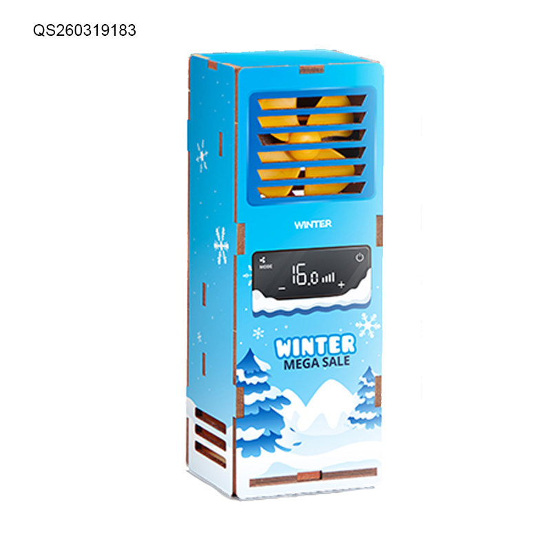 Juguete de construcción de madera colorido QS Toys para el cruce de fronteras, lámpara de escritorio pequeña, experimento científico educativo práctico para niños, ventilador de bricolaje