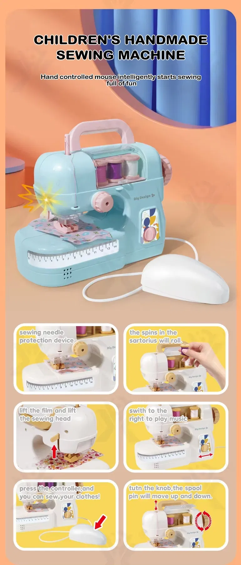 Juguetes educativos DIY máquina de coser eléctrica