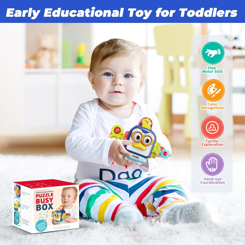 Cubos de Actividad Sensorial Educativa Temprana Juguete de Puzzle Caja Ocupada