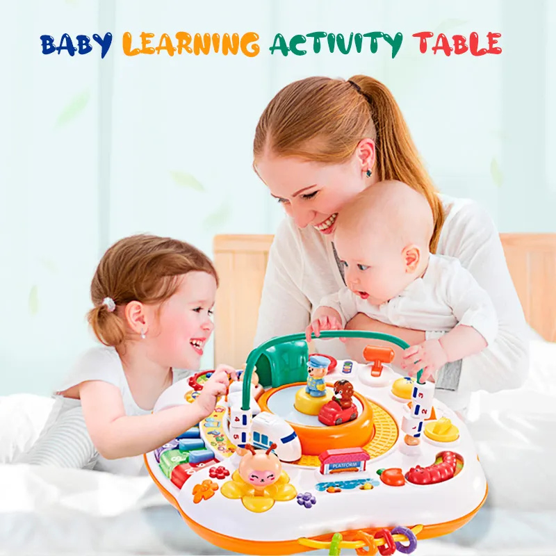 Mesa de actividades multifuncional para bebés, juguetes de estudio para la infancia para el desarrollo temprano del cerebro