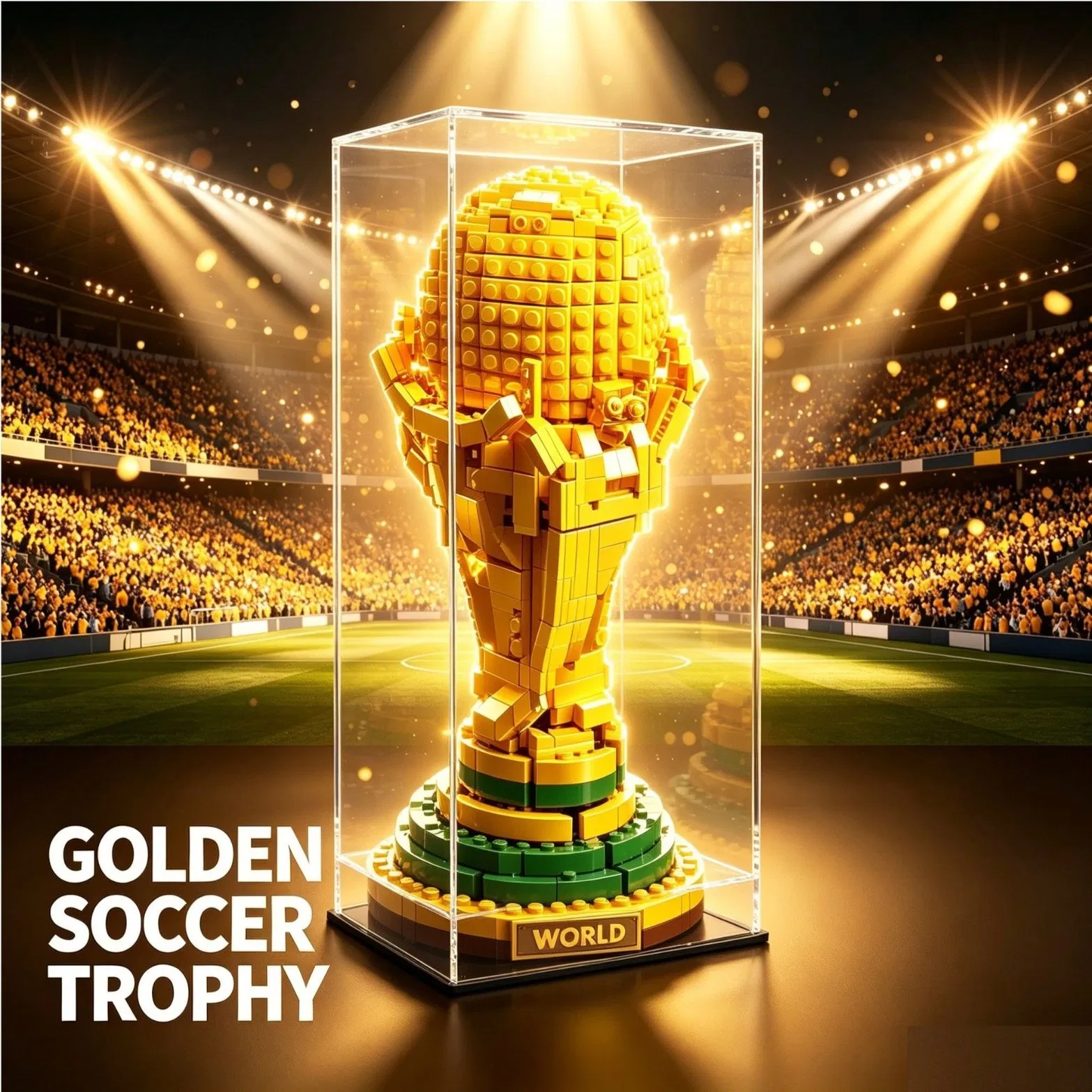 Juguete de modelo de bloque de construcción de trofeo de fútbol de la serie creativa, regalo favorito de los niños