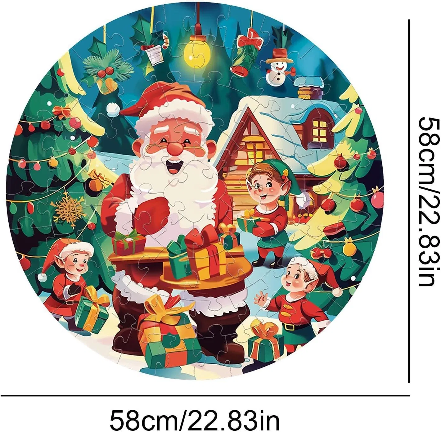 Rompecabezas de piso al por mayor 70PCS de Santa Claus y muñeco de nieve, juego de rompecabezas navideño para niños, regalo divertido y educativo, juguete de aprendizaje para preescolar