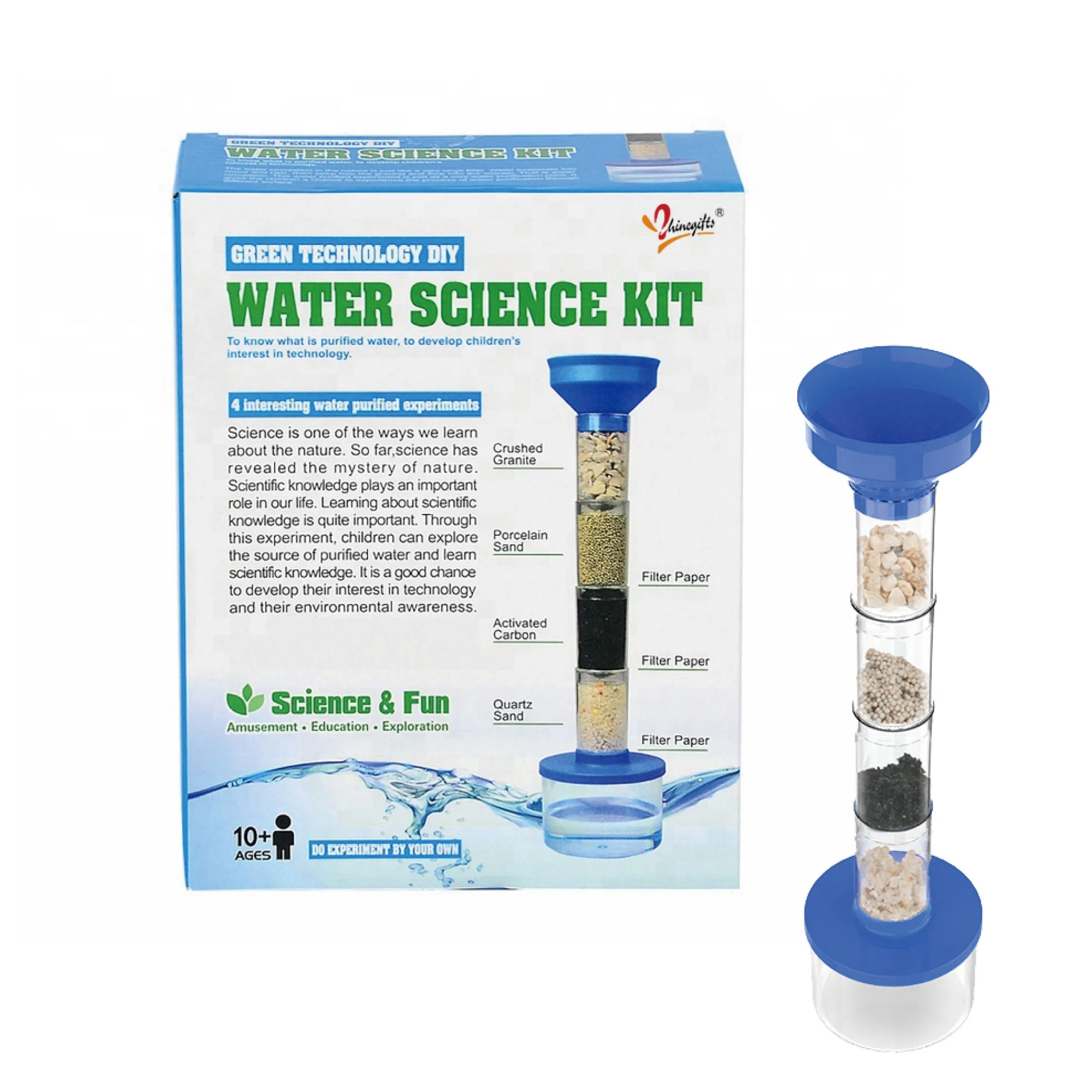 Sistema de purificación de agua DIY unisex juguete kit educativo de experimentos científicos para niños