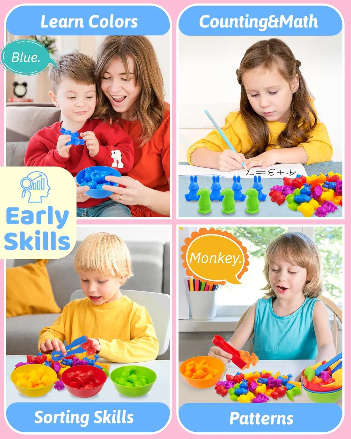 Contando Juguetes de Animales para Niños Actividades de Aprendizaje en Preescolar Sensory Educativas