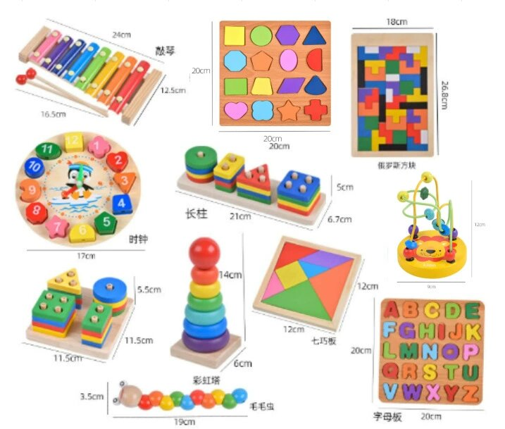 Juguetes educativos al por mayor para niñas, niños, bebés, juguetes sensoriales populares, material Montessori, juguetes de madera DIY para niños