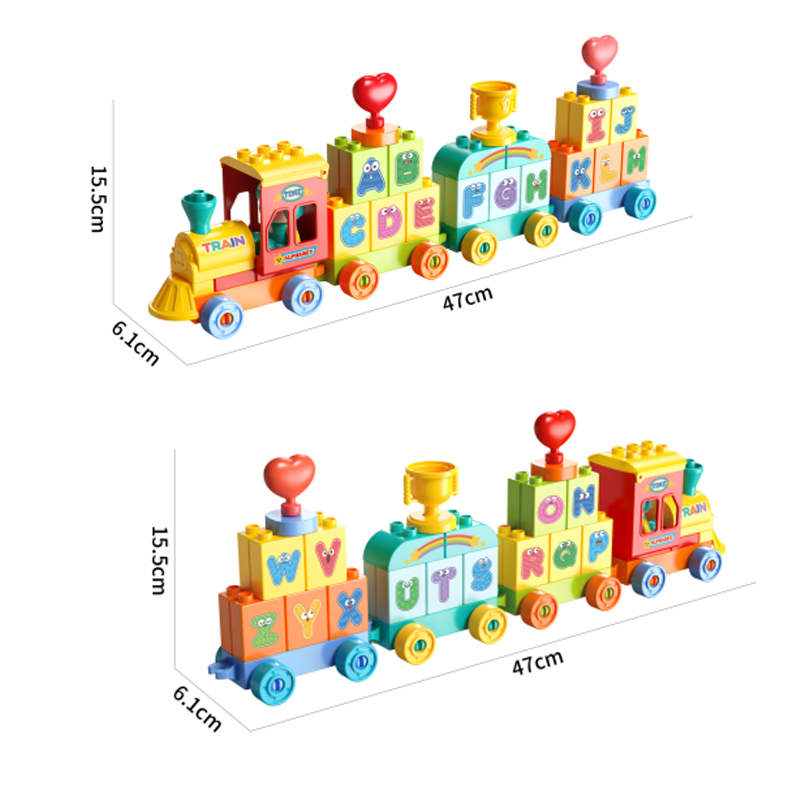 Bloques de construcción de letras de partículas DIY para ensamblar trenes, juguete educativo para niños, aprendizaje para niños pequeños, artículo de juego para jardín de infancia