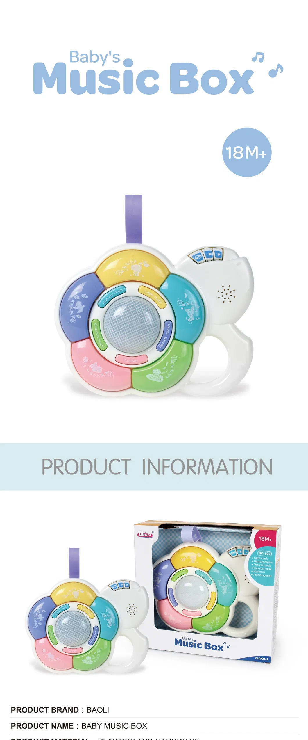 Juguete sensorial musical para bebés con luces intermitentes, aprendizaje temprano
